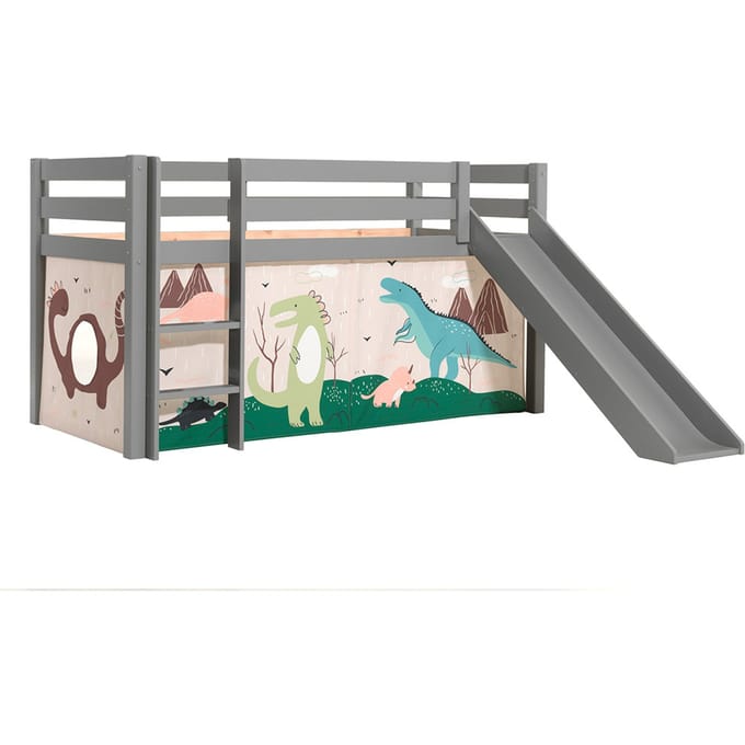 Dream Tree Halfhoogslaper met Glijbaan 90x200 cm Zita Grijs - Dino