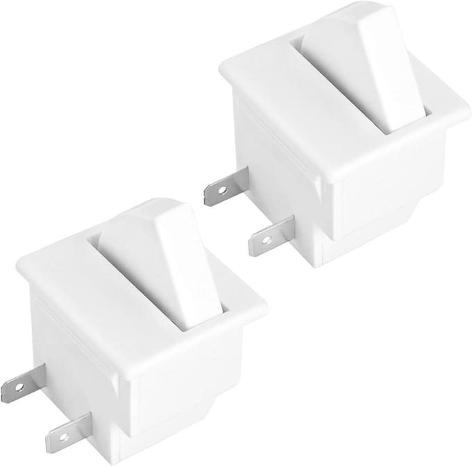 2pcs 5A 125V 2Pin Refrigerator Freezer Door Lamp Light Switch Replacement Fridge Parts Suitable for most Refrigerators White