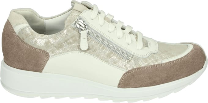 Durea - 6263 G - Lage sneakersDames sneakers - Kleur: Wit/beige - Maat: 38