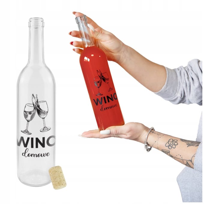 Bimberek - Wijnglasfles - 750ml - Transparant - Met Print