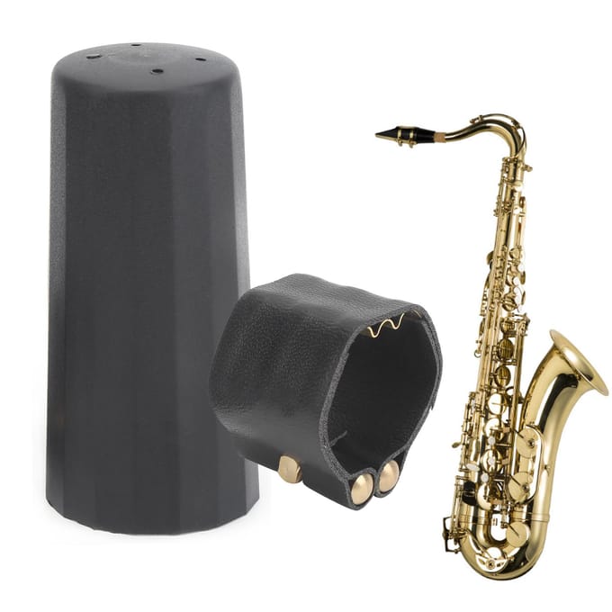 Kit bec de saxophone alto en cuir PU, attache de ligature, capuchon en plastique, boîte blanche JS01 black