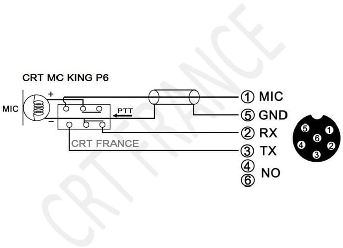 CRT MC-King 130cm lange kabel voor President - Midland -Team e.a. 6 polig