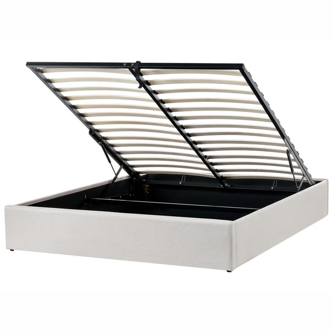 DINAN - Tweepersoonsbed - Lichtbeige - 160 x 200 cm - Polyester