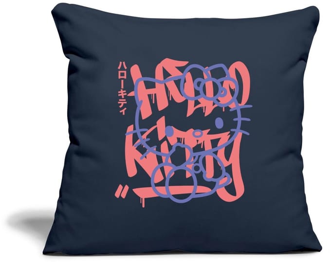 Hello Kitty Met Graffiti-Stijl Lettertype Sierkussenhoes, 45 x 45 cm