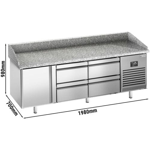 GGM Gastro Pizzakühltisch Premium PLUS - 1980x700mm - mit 1 Tür & 4 Schubladen