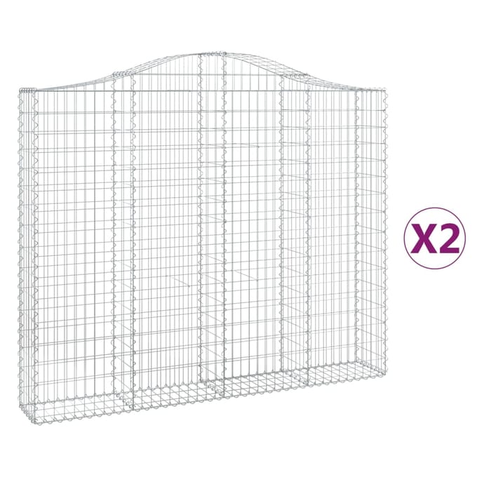 vidaXL Schanskorven 2 st gewelfd 200x30x160/180 cm ijzer