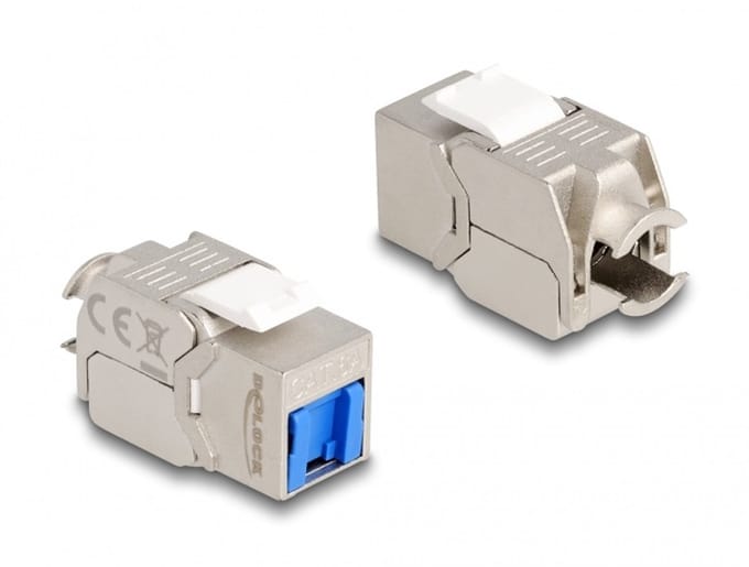 Delock Keystone Module RJ45 jack to LSA Cat.6A toolfree with blue dust cover