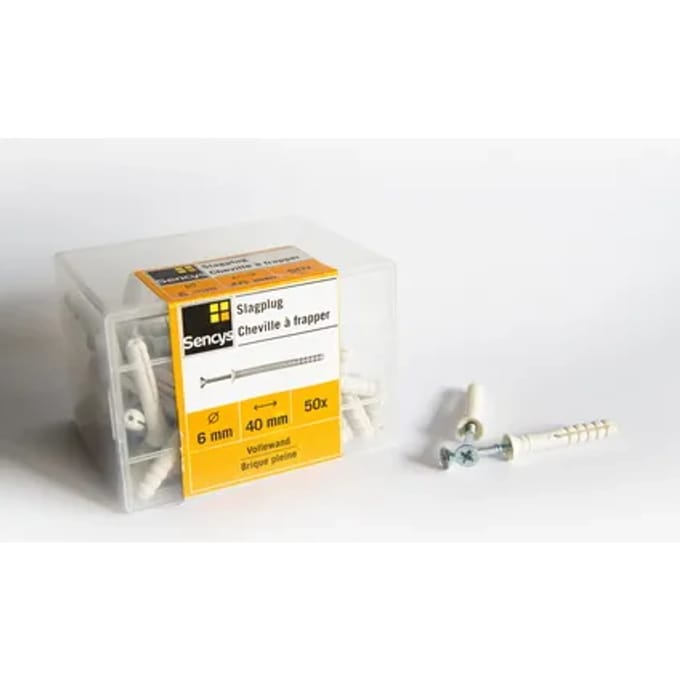 Sencys Slagplug Kunststof - Diam. 6x40mm - 50 Stuks