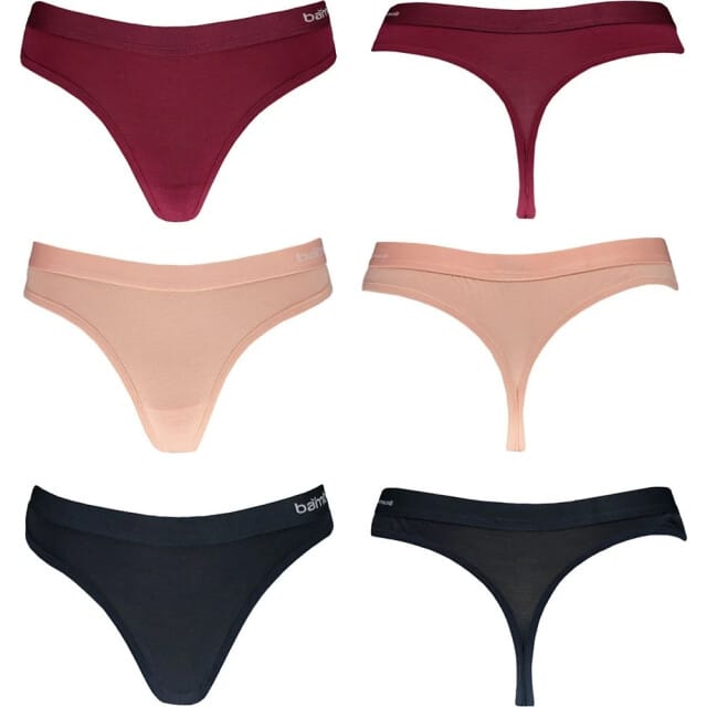 Apollo Dames string rood/roze/blauw bamboe 3-pack