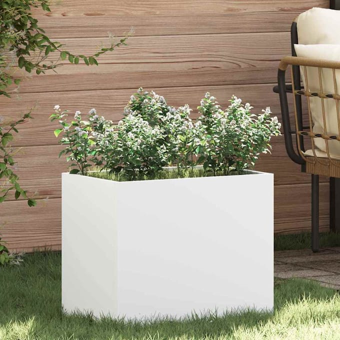 vidaXL - Plantenbak - Wit - 50 - x - 32 - x - 40 - cm - Koudgewalst - staal