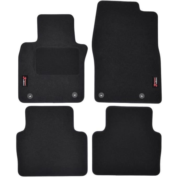 Vloermatten - Logo - Mazda 3 - Zwart Velours - 4 stuks - Nauwkeurige pasvorm