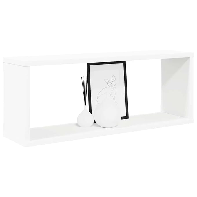 vidaXL - Wandschappen - kubus - 6 - st - 60x15x23 - cm - bewerkt - hout - wit