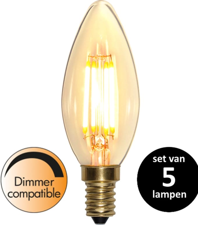 Soft Glow Kaarslamp - E14 - 4W- Dimbaar - set van 5