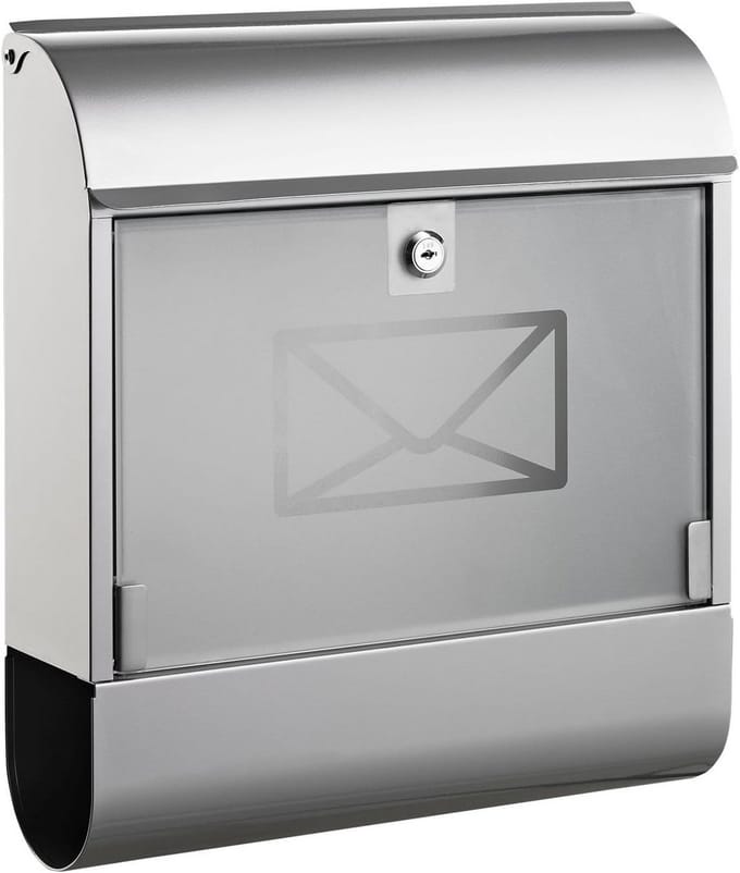 Moderne brievenbus met krantenbox - 36 x 40 x 11 cm - Zilver