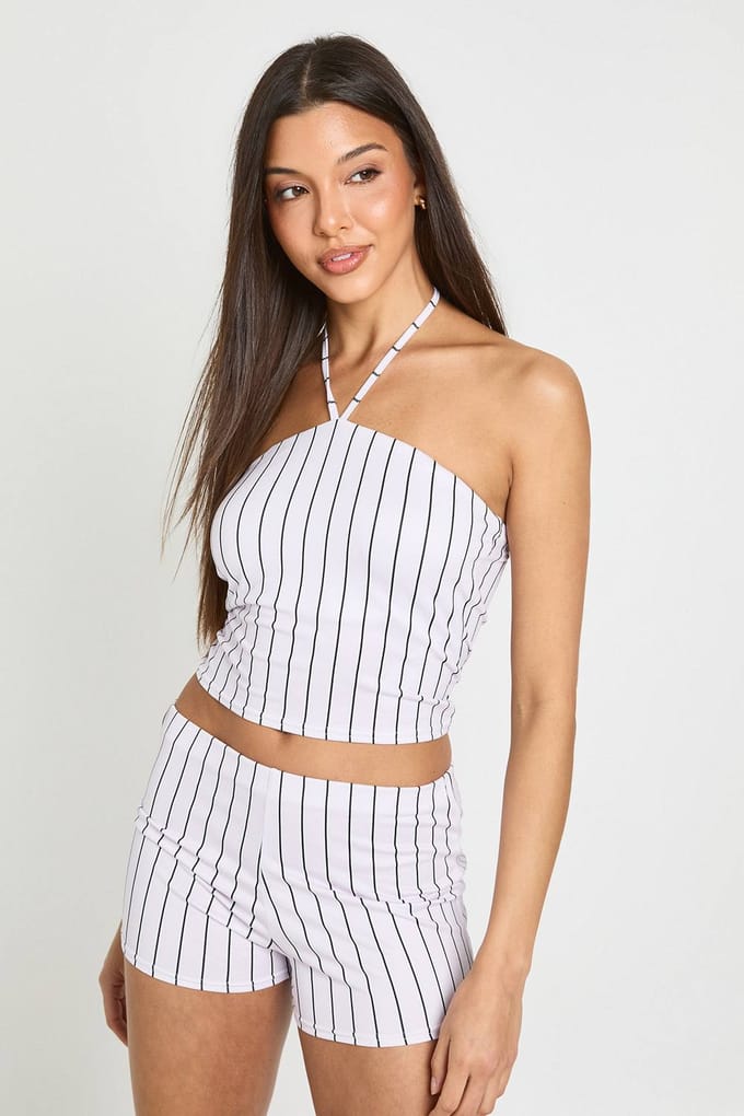 boohoo Dames Gestreepte Hot Pant | Lila | Maat: 34