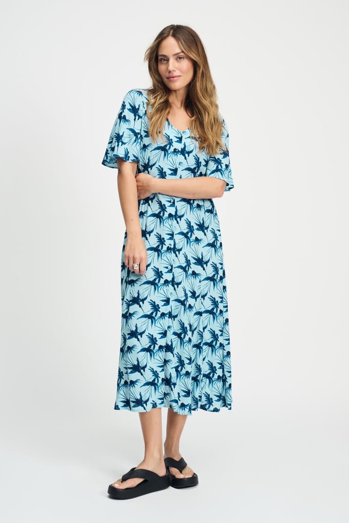 POM Amsterdam Dress - Artisan Blue Größe: 36 | Midikleider Outlet | Damen | Blau