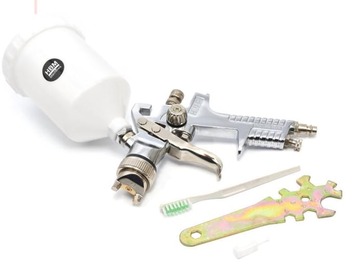 HBM HVLP verfspuit 600 ml aluminium wit 0,6 kg