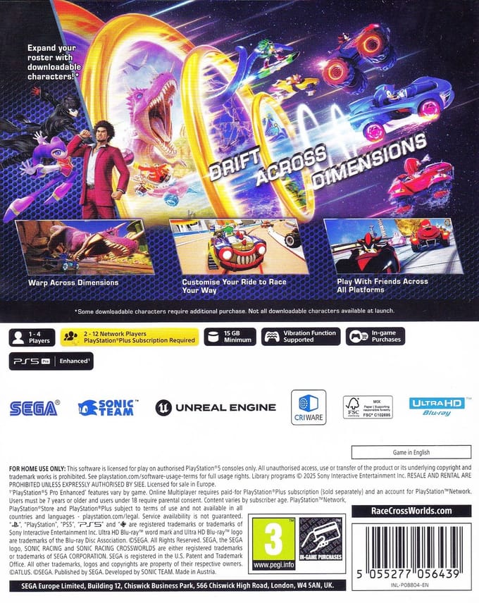Sonic Racing: Crossworlds - Sony PlayStation 5 - Racing