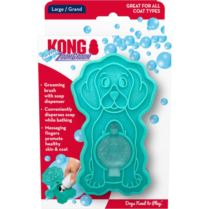 Kong Dog Massageborstel  Zoom Groom - Turquise: L 12 x B 7 x H 7 cm