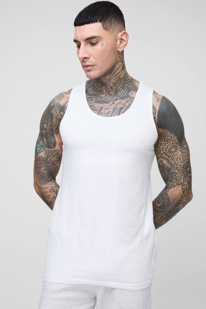 Tall Regular Fit Essential Vest | White | Size Small
