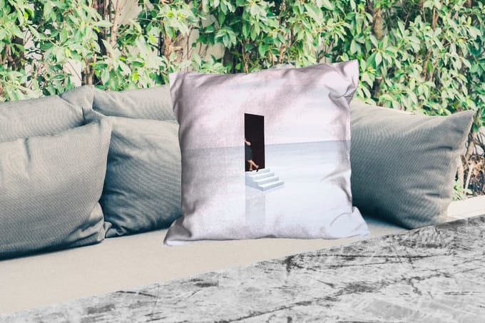 Sierkussen Buiten - Vintage - Deur - Abstract - 60x60 cm - Weerbestendig