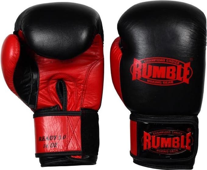 Rumble Ready 2.0 Leer (kick)bokshandschoen Zwart-Rood 12 Oz