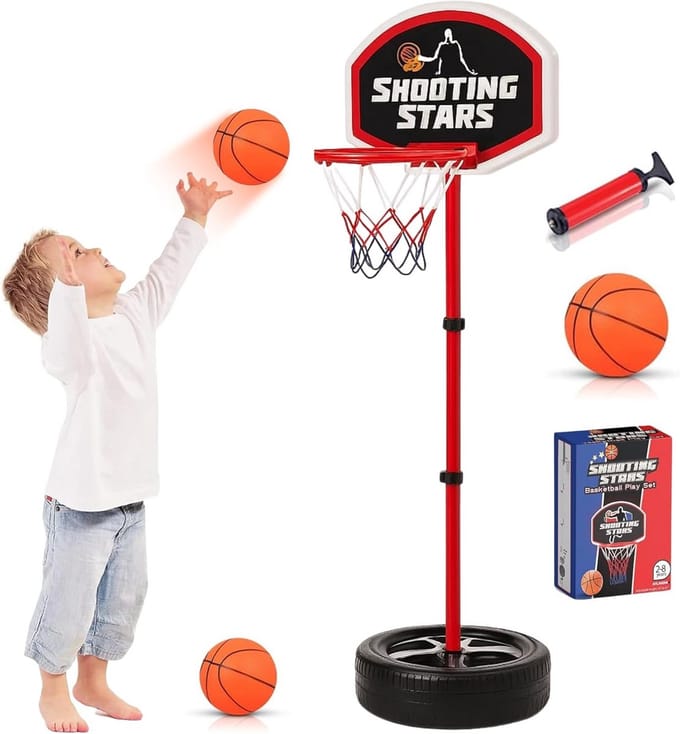 Verstelbare Kinderbasketbalstandaard (63 - 122 cm) - Binnen en Buiten Speelgoed met Bal