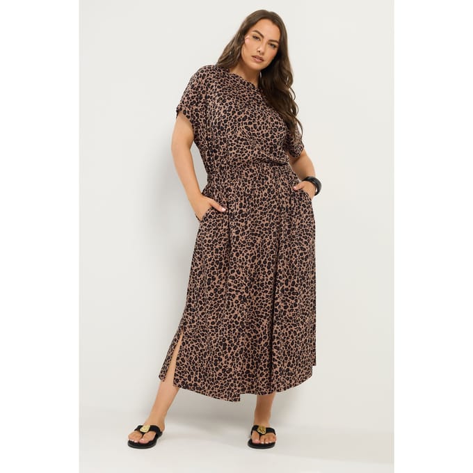 Yours Bruine Maxijurk Met Luipaardprint Size 46