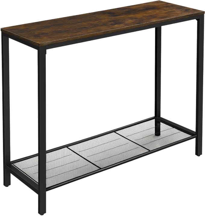 BEGRYF - Consoletafel - rustiek bruin - zwart frame - 100x35x80 cm