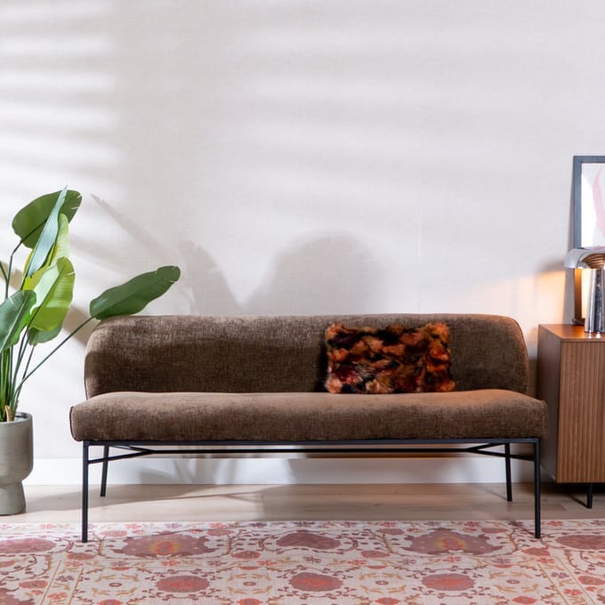 Bronx71® Eetkamerbank Momo chenille mocha 155 cm - eettafelbank - eetbank