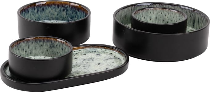 Palmer - Snackschaal set - Coco - Blauw - Porselein - Tapasschaal - 5-delig