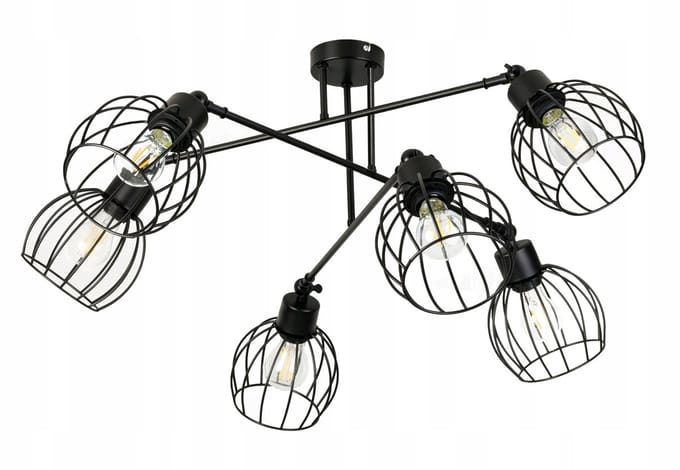 Loft Hanglamp Metaal Zwart 6xE27 Verstelbaar