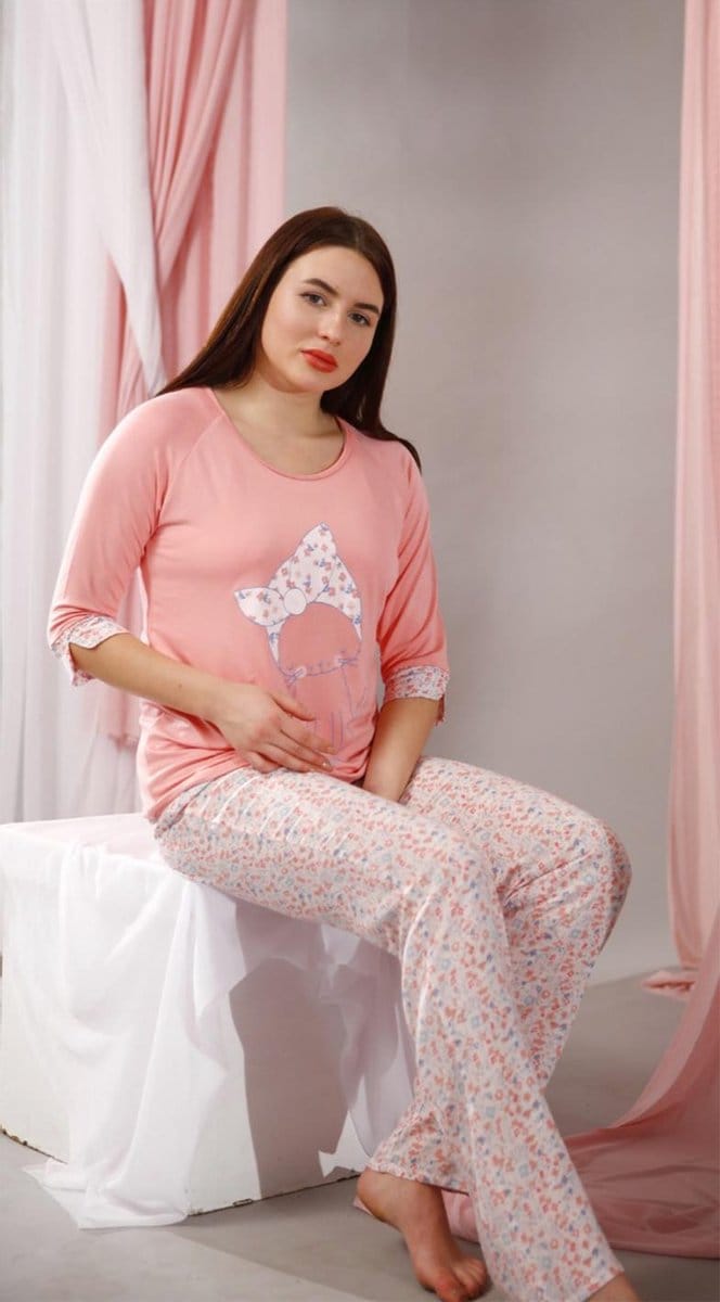 VANILLA – Dames pyjama - Pyjamasets – Tweedelig – Viscose – Roze – PJ1340 - L