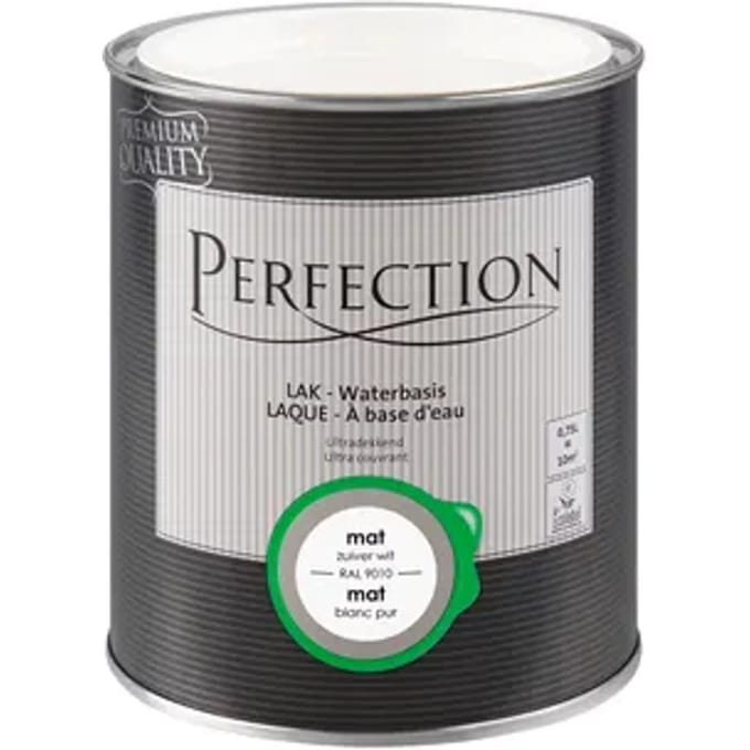 Perfection Houtlak Lak - Mat - Zuiver Wit Ral 9010 - 750ml