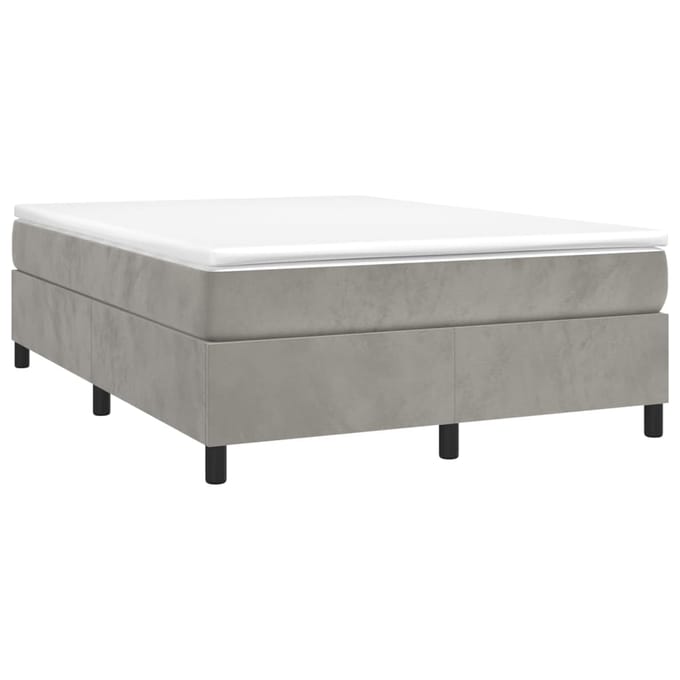 vidaXL - Boxspring - bed - 140x190 - cm - fluweel - lichtgrijs