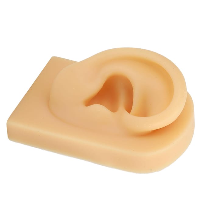 Modèle d'oreille Silicone souple Flexible Simulation d'oreille Pratique de piercing Présentoir à bijoux Faux modèle d'oreille beige