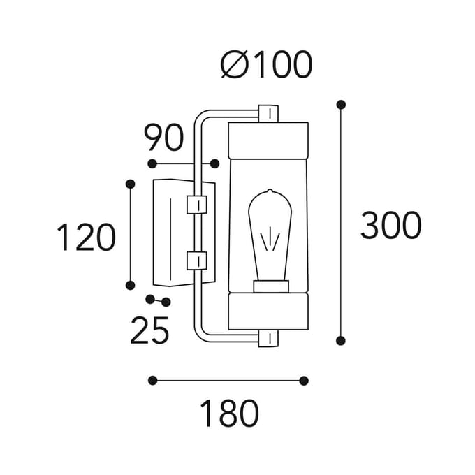 Moretti Luce Buitenwandlamp Silindar 3389,messing antiek/helder