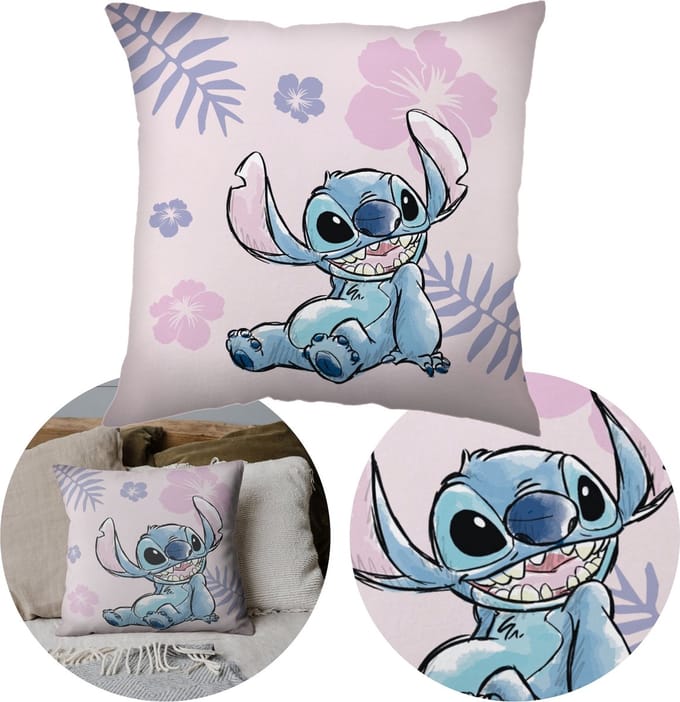 Stitch DISNEY Roze, vierkant sierkussen, decoratief voor kinderen 40x40 cm OEKO-TEX