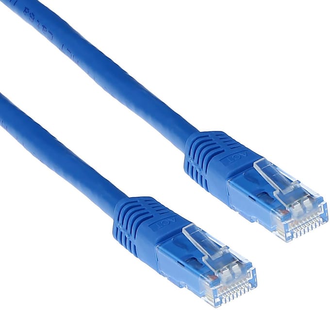 ACT Blauwe 20 meter U/UTP CAT6A patchkabels met RJ45 connectoren IB3820