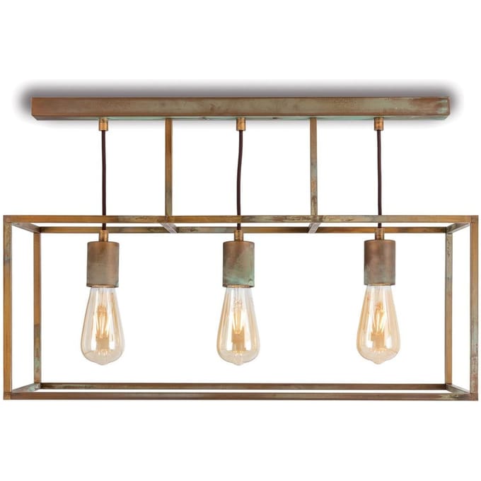 Moretti Luce Plafondlamp Cubic³ 3384 3-lamps messing antiek