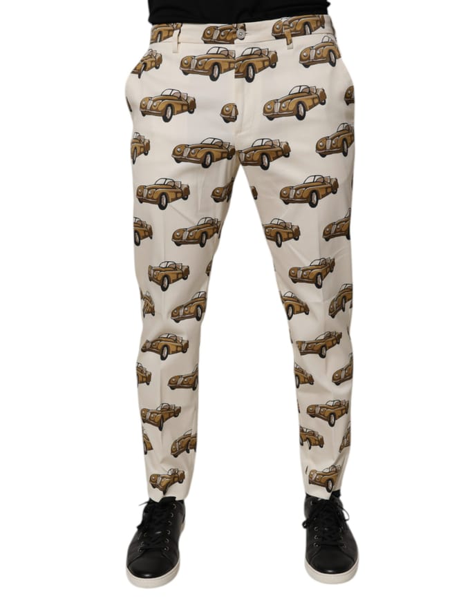 Vintage Auto Print Casual Broek