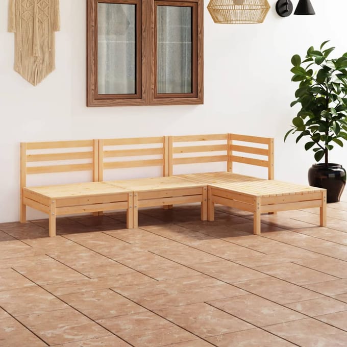 vidaXL - 4-delige - Loungeset - massief - grenenhout