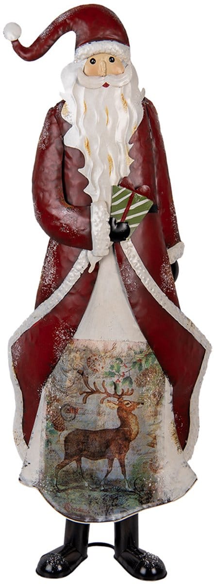 Clayre & Eef Kerstdecoratie Beeld Kerstman 33x16x85 cm Rood Metaal