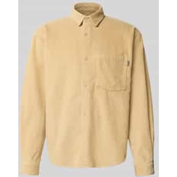 Regular fit corduroy overhemd met labeldetail