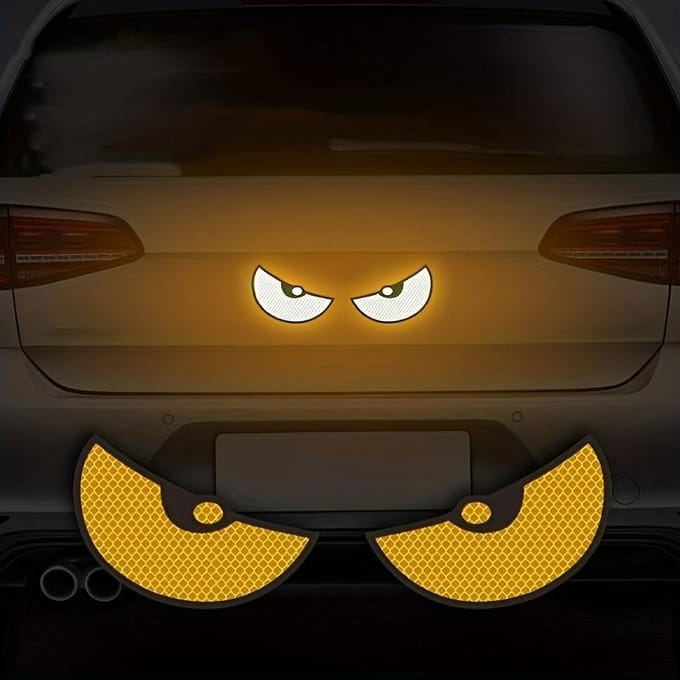 2 stuks/set reflecterende autostickers - verbeter de zichtbaarheid en veiligheid van uw voertuig met Devil Eye-stickers!