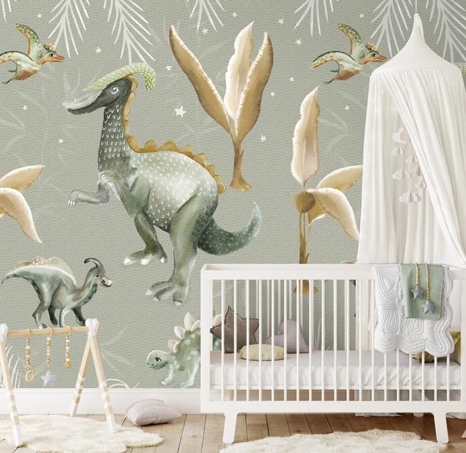 Sam & Luca - Dino nights celadon green