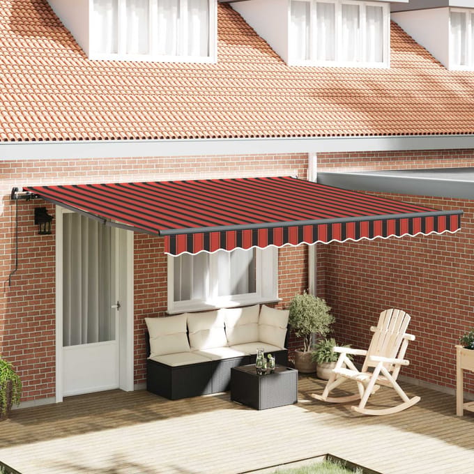vidaXL - Uitschuifbare - luifel - Oranje - en - bruin - 400 - × - 350 - cm