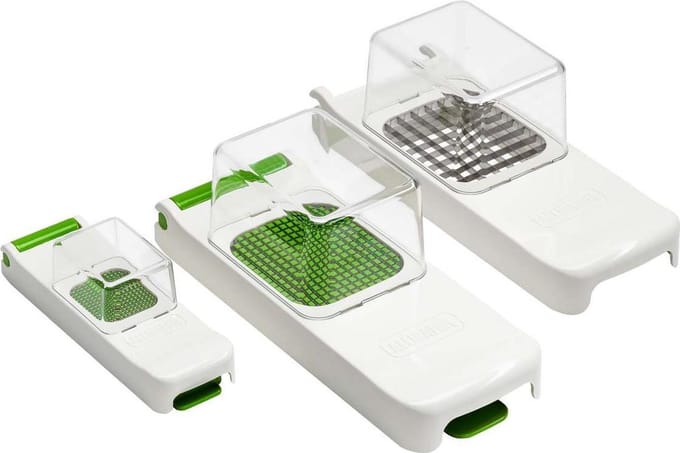 Alligator Chopper set met opvangbak - 3-in-1 3x3 mm, 6x6 mm en 12x12 mm