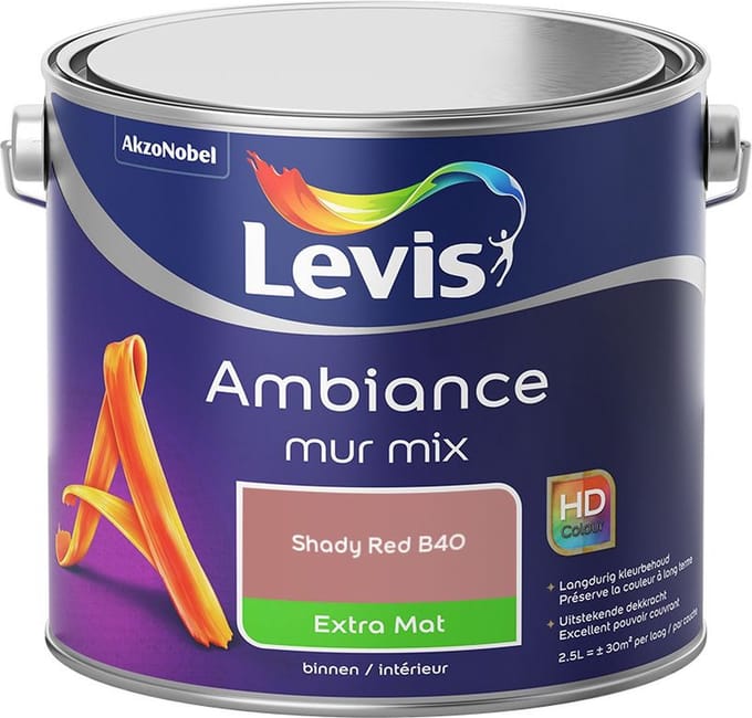 Levis - Ambiance Mur Extra Mat Mix - Shady Red B40 - Mengverf - 2,5 L