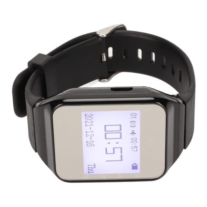 Montre Pager Affichage LCD Calendrier Alarme à un bouton Vibration Système d'appel sans fil pour la restauration US Plug noir